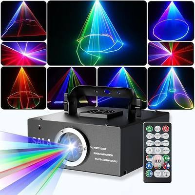 DJ Laser Lights for Party, 3D Animation Laser Projector for Laser Light Show, Beam Effect, DMX512, RGB, Stage Laser Projector, Perfect for Disco, Karaoke, Halloween, Christmas(No APP)