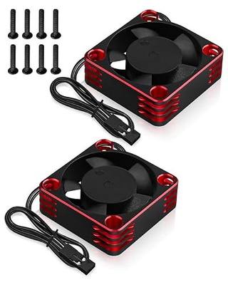 2PCS ESC Motor Cooling Fans for 1/8 and 1/10 Scale RC Cars, 35mm 21000RPM Aluminum RC Motor Cooling Fan for 3650 3660 540 550 Brushless Motor(Black Red)
