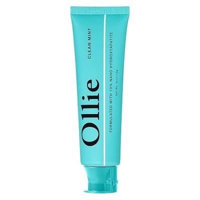 Ollie Fluoride Free 10% Nano Hydroxyapatite Toothpaste for Remineralizing Enamel, Sensitive Teeth & Whitening, Clean Mint 4oz (Pack of 1)