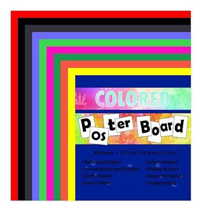 pmybupo Neon Poster Board 30 Sheets-22x28-Inch Double-Sided Color Cardstock Paper,Ideal for Signs,Crafts,Projects-10 Assorted Colors in Bulk Pack,Three of each color