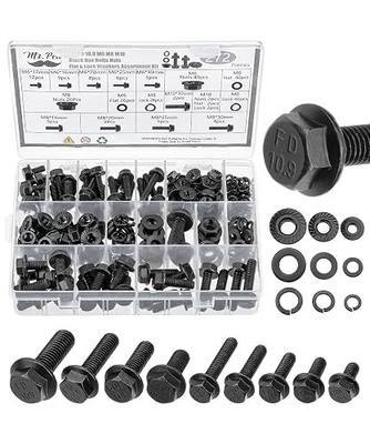 Mr. Pen- Nuts and Bolts Assortment Kit, 272 pcs, Black Carbon Steel | Grade 10.9, M6, M8, M10(12mm to 30mm), Flange Hex Head Metric Assorted Nuts and Bolts
