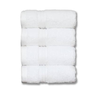 Milara Turkish Super-Plush Wash Cloths Set 4-Piece | Premium 100% Cotton Washcloths Absorbent, Durable with Hanging Loops | White Color Bath Washcloths, (13 x 13 Inch)