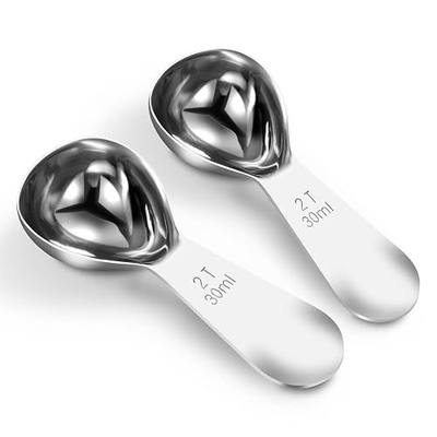 Coffee Scoop 2 tablespoon Measuring Spoons(30ml 2pcs), Ergonomics Design Coffee Scooper 2 tbsp Metal Stainless Steel Manufacture,coffee scoop for ground coffee Protein Powder Sugar Cereal,Etc.
