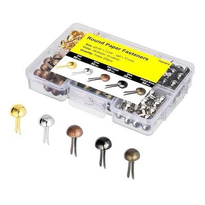 Brads for Paper Crafts, 200pcs Multicolor Metal Paper Fasteners, 8x17mm Fasteners for Crafts, Paper Brads, Round Head Fasteners, Split Pin