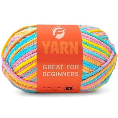 3.5Oz/120yds Pastel Beginner Easy Yarn for Crocheting and Knitting;Worsted-Weight Medium #4;Cotton Blend Yarn for Beginners Amigurumi DIY(Coral,1 Skein)