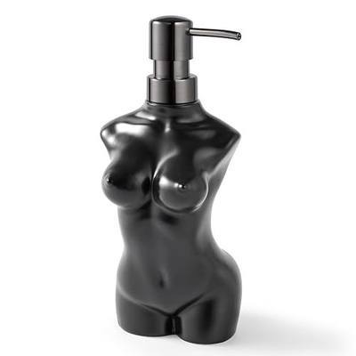 Ceramic Soap Dispenser Hand Lotion Liquid Dispenser Refillable for Kitchen and Bathroom Decorative (Black)