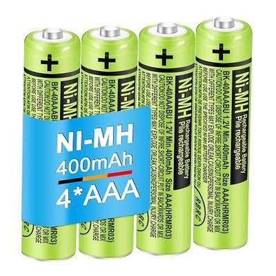 BK-40AAABU 4 Pack NI-MH Rechargeable AAA Batteries 400mAh 1.2V AAA Rechargeable Battery for Panasonic Cordless Phones,Remote Controls,Electronics
