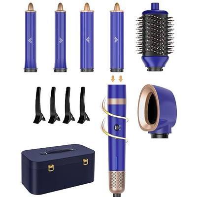 T-GOGO Hair Dryer Brush Professional: 6 in 1 Hot Air Hair Styler & Dryer Set, Powerful Hair Air Curling Iron High-Speed Negative Ionic Blow Dryer, Auto-Wrap, No Heat Damage(Blue)