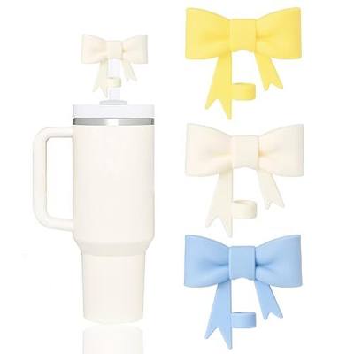 Cute Bow Straw Covers Cap Toppers Compatible with Stanley 40/30 oz Tumbler Cups,Reusable Cute Silicone Straws Lids Tips Protectors for 0.4 in/10mm Stanleys Cup Accessories(3 pcs)