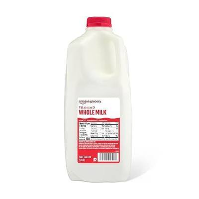Amazon Grocery, Whole Milk, Half Gallon, 64 Fl Oz