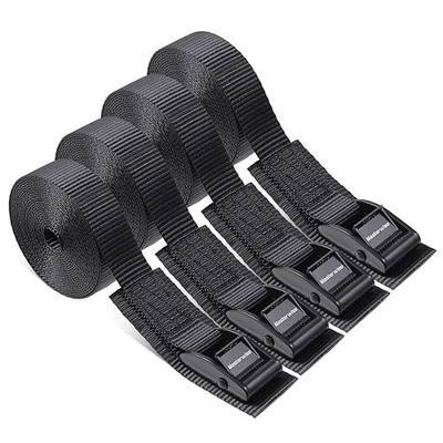 Cam Buckle Tie Down Straps, 1" x 12' Adjustable Pull Straps | with Cam Buckle, Heavy Duty Cam Straps for Kayak, SUP, Cargo, Bicycles, Motorcycle, Truck, Car Roof Rack, Dirt Bike (4 pcs)