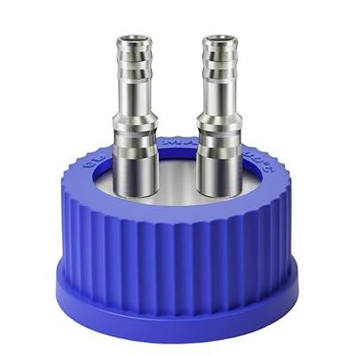 304 Stainless Steel GL45 Safety Feeding Cap w/2-Port, Sampling Liquid Mobile Phase Filling Cap, Solvent Storage Reagent Bottle Caps for Lab, 6-8mm Diameter,Middle Size(Cap only)