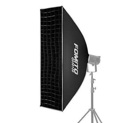 FOMITO 11.8" x 47.2" Quick Release Strip Softbox 30x120cm Rectangular Bowens Mount Light Box with Beam Grid for Studio Strobe LED Monolight Photography