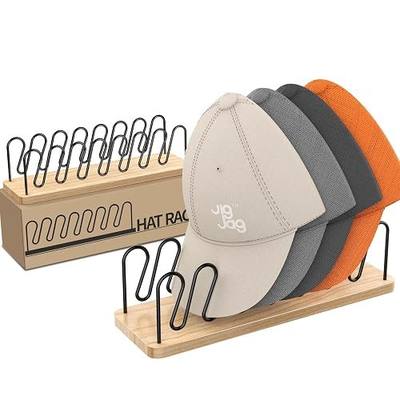 Hat Organizer for Baseball Caps 2 Pack, Premium Wood and Metal Design Hat Storage for 14 Baseball Caps, Tabletop Hat Racks for Closet, Dresser, Entrance (2PCS)