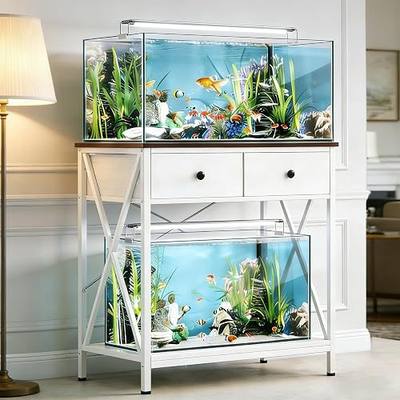 Fish Tank Stand 29 Gallon: Sturdy Aquarium Stand with Accessories Storage - Metal Fish Tank Table for 20-29 Gallon Reptile Breeder Turtle Terrarium - 30.7"x16.5" Weight Capacity 330 lbs