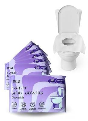 Disposable Toilet Seat Covers (50 Pack) – XL Flushable & Biodegradable Toilet Seat Cover for Travel, Airplane, Camping & Public Restrooms | Adults & Kids | ST&JT