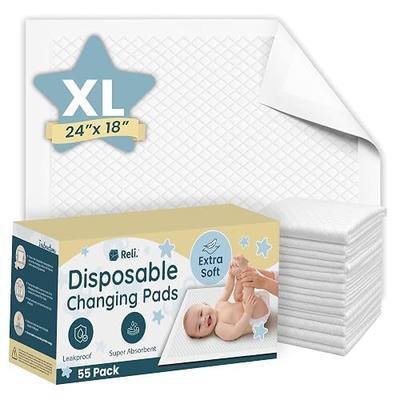 Reli. Changing Table Pads Disposable, Waterproof Liners XL 24x18 (55 Count) | Changing Table, Waterproof, Disposable, Liners, XL Size, 55-Count