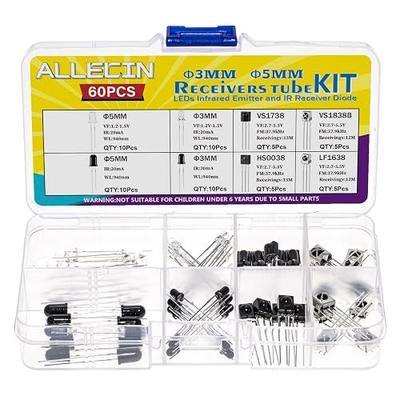 3mm 5mm 940nm LEDs Infrared Emitter and IR Receiver Diode 1738 1838 0038 1638 Receivers Tube Kit (Pack of 60pcs)
