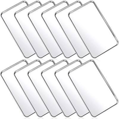 Mimorou 12 Pcs Baking Sheet Stainless Steel Cookie Small Metal Sheet Pans Professional Rectangle Oven Trays Kitchen Baking Cooking Oven and Toaster, Dishwasher Safe(10.2 x 5.9 Inch)