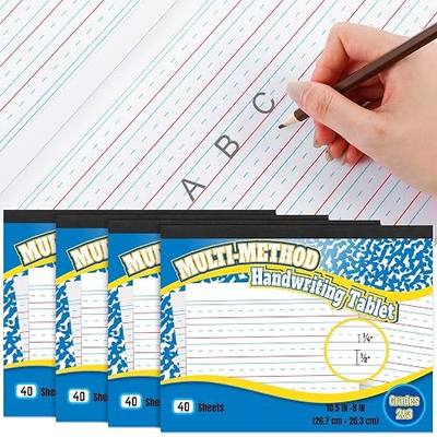 Handwriting Paper, 4-pack Primary Writing Tablets, 160 Sheets / 320 Pages, 10.5 x 8 in, Dotted Midline with Red Baseline, Double-sided Writing Practice Paper for Grades 2-3