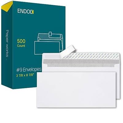 EnDoc 500#9 Envelopes Self Seal, 3 7/8 x 8 7/8" Security Tinted White Envelopes No Window for Invoices & Statements, Business Mailing Envelopes no 9 Peel & Seal, 24lb Paper