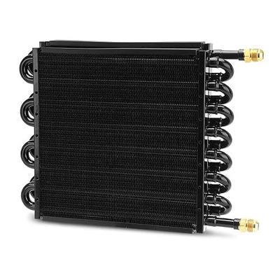 16 Pass 1/2" Transmission Cooler, Air Compressor Aftercooler | 16 Rows 8AN Tube Fin Cooler, Compatible with 1/2" transmission cooler lines, Universal, Black