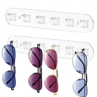 WPESI Wall Glasses Holder 2 pack,Sunglass Organizer,Acrylic Sunglasses Display,Sunglasses Rack for Hanging Your Multiple Eyeglasses, Sunglasses Holder Eyeglass Holder Stand (Clear, 6 Slots)