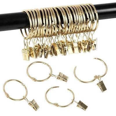Openable Curtain Rings with Clips,1inch Inner Diameter,Heavy Duty Rustproof Metal Decorative Vintage Drapery Rings Curtain Clips Rod Hangers Door Curtain and Shower Curtain Rings Gold Zocang