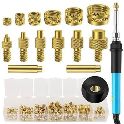 Preciva Heat Set Inserts, Brass Threaded Inserts Set for 3D Printer, M2-M8 | Complete Set of Inserts, Soldering Irons & Tips, for 3D Printing, Plastic, DIY, for Surface Finishing & Modification