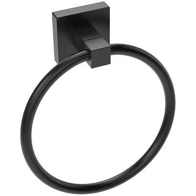RUACQ Towel Ring, Square Base Hand Towel Holder, Stainless Steel Hand Towel Hanger Wall Mounted, Modern Hand Towel Holder for Bathroom, Heavy Duty (Matte Black)