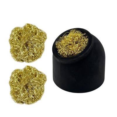 Kaisiking Soldering Iron Tip Cleaner 3Pcs Soft Coiled Brass Tip Cleaner | with Silicone Holder Non-slip Solder Tip Cleaners, No Water Needed, Black