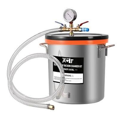 PB Motor Tech 9 Gallon Stainless Steel Vacuum Chamber for Resin | Tempered Glass Lid, Double Rubber Seals, Resin Casting, Essential Oil/Silicone Degassing, Wood Stabilizing Use