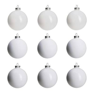 AOMOONOA White Glass Christmas Ball Ornaments for Trees, 3.15” Xmas Baubles | Christmas Hanging Ornaments Set of 9 for Holiday Party Decorations Gifts