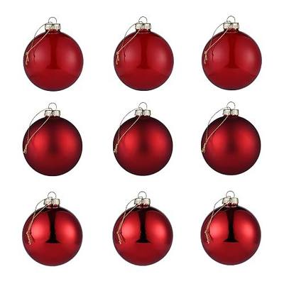 AOMOONOA Red Glass Christmas Ball Ornaments, 3.15’’ Xmas Burgundy Ornament | Christmas Tree Ornaments Set of 9 with 3 Different Finishes, Vintage Xmas Balls for Home Decor, Thanksgiving Party Gift