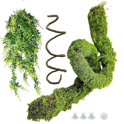 BNOSDM Reptile Plants,Flexible Rainforest Vines with Moss,Bendable Jungle Climbing Vines,Terrarium Artificial Plants Decor for Bearded Dragon,Hermit Crab,Snake,Geckos,Chameleon,Lizard