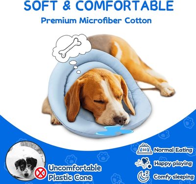 Soft Dog Cones for Small Medium Dogs and Cats, Adjustable Dog Donut Collar Water Proof(Blue,S)