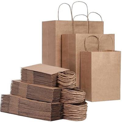 FACEBAG 90-Pack Brown Kraft Paper Bags with Handles Bulk, Assorted Sizes Gift Bags,Grocery,Retail,Party,Birthday,Shopping,Business,Goody,CraftMerchandise Take Out Sacks