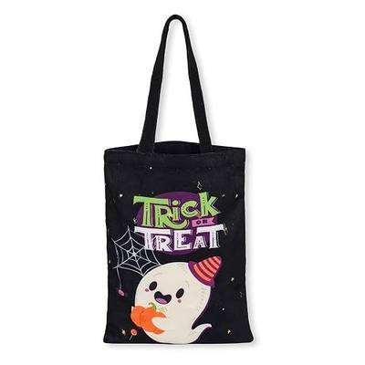 ATFUNSHOP Trick or Treat Bags Halloween Bags 15.7'' Ghost Canvas Reusable Large Tote Bucket for Kids