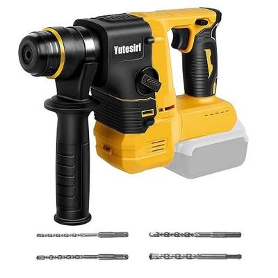 Rotary Hammer Drill for Dewalt 20V MAX Battery, Brushless Cordless with Safety Clutch for Concrete/Masonry,1400 RPM,2 Application Modes with 360°Auxiliary Handle, Including 4 Drill Bits