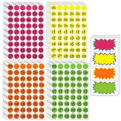 Yard Sale Price Stickers Garage Sale Pre-Priced Price Tag Labels, 2160 PCS 3/4" Diameter and 20 Large Stickers Flea Market Pre-Printed Pricing Sticker for Retail