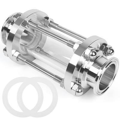 In-Line Sight Glass 1.5" Tri Clamp Flow Sanitary Straight Sight Glass Flow Pipe OD 38mm Stainless Steel Tri Clamp Type