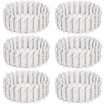 Elsjoy 6 Pieces 35 Inches (Total 210") Miniature Fairy Garden Fence, Decorative Wood Picket Fence Mini White Garden Fence for Crafts, DIY Project