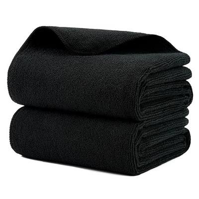 MICROFI New Microfiber Hair Drying Salon Towels, Quick Dry, Lint Free, 2 Pack 340 GSM (Black)