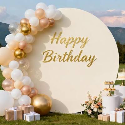 Wedding Arch Backdrop Cover Spandex Stretchy Arch Birthday Party Decor | Round Stand Covers Balloon Top Chiara for Baby Shower Ceremony Decoration Beige 6FT