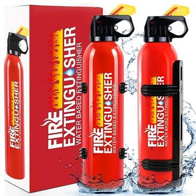 2 Pack Water-Based Fire Extinguishers Class A B C K With Wall Mount | Compact Portable Body, Clean Water-Based Agent, For Home Kitchen Car Truck RV Marine Vehicle Emergency Safety
