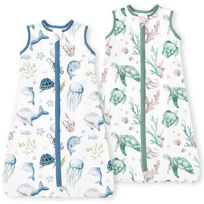 Sleep Sack 0-6 Months, 0.5TOG Summer Light Wearable Blanket with 2-way Zippers, Premium Soft Baby Sleeping Bag for 0-3-6 Months Baby, 2 Pack(Ocean Crew)