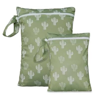 2 Sizes Wet Bags, Waterproof Storage Bag for Baby Diapers and Pump Parts | Reusable Diaper Bag with Zippered Pockets and Handle, Travel Bags, Beach, Pool, Gym Bag for Swimsuits & Wet Clothes, Set of 2