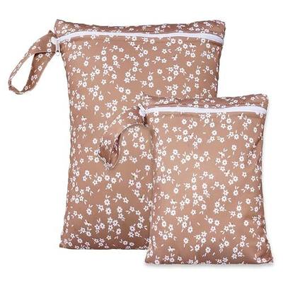 2 Sizes Wet Bags, Waterproof Storage Bag for Baby Diapers and Pump Parts | Reusable Diaper Bag with Zippered Pockets and Handle, Travel Bags, Beach, Pool, Gym Bag for Swimsuits & Wet Clothes, Set of 2