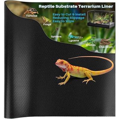 MAQIHAN 6.5 FT Reptile Substrate Mat - Reptile Carpet Mat Terrarium Bearded Dragon Tank Mat Reptile Tank Liner Bedding Accessories Substrate for Leopard Gecko Snake Tortoise Gecko Lizard (Black)