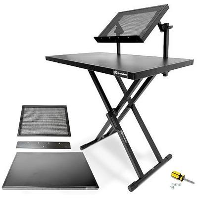 AxcessAbles Portable Two-Tier DJ Table Stand| Two Tier Piano Keyboard Stand for Sheet Music and Tablet | DJ Laptop and Controller Stand | Music Production Workstation | Booth Stand